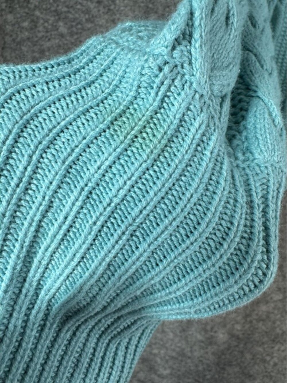 Kuwalla Cable Knit Cropped Buttoned Cardigan Sweater Teal Cozy Boho Size S Relax - Picture 5 of 13